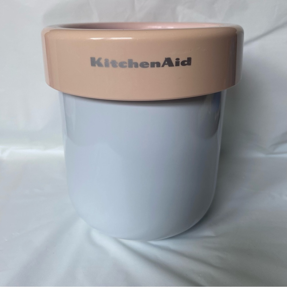 Vintage KitchenAid Pink and White Utensil Crock